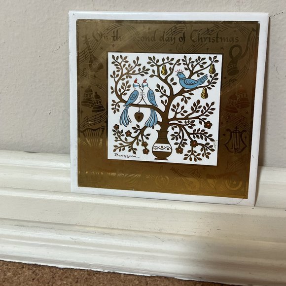Vintage MCM Berggren Christmas Tile - The Second Day of Christmas 6"x6" - Picture 3 of 5